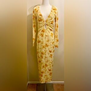 Abercrombie Fitch Long Sleeve Maxi Dress With Slit And Keyhole Size M